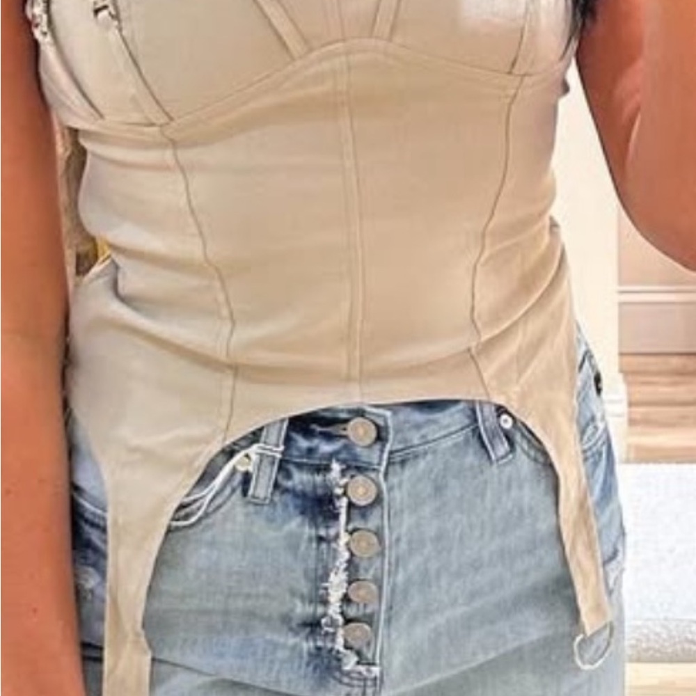 No Vacancy - Cream Corset Style Tank Top - Size Large